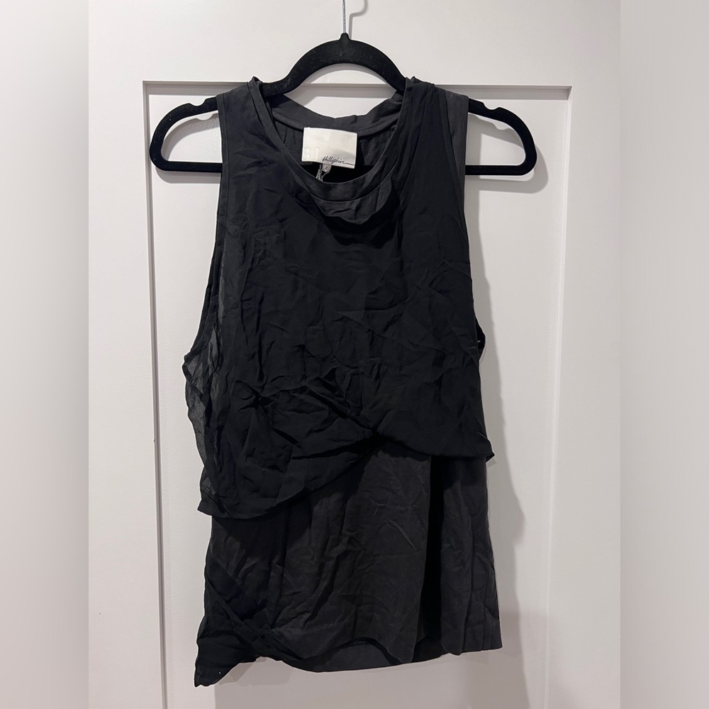 Brand New Black Twisted Chiffon Layered Top
